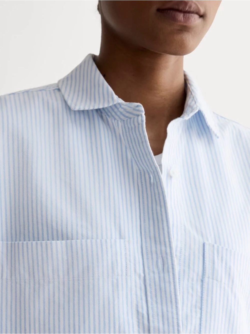 NWT! | EVERLANE Women’s The Boxy Oxford in White / Blue Stripe | Size XXS - Picture 14 of 16